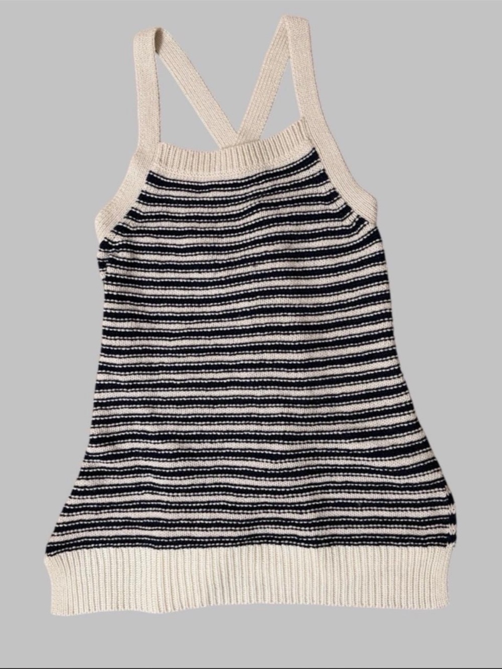 Anthropologie Striped Knit Tank in Cream and Navy